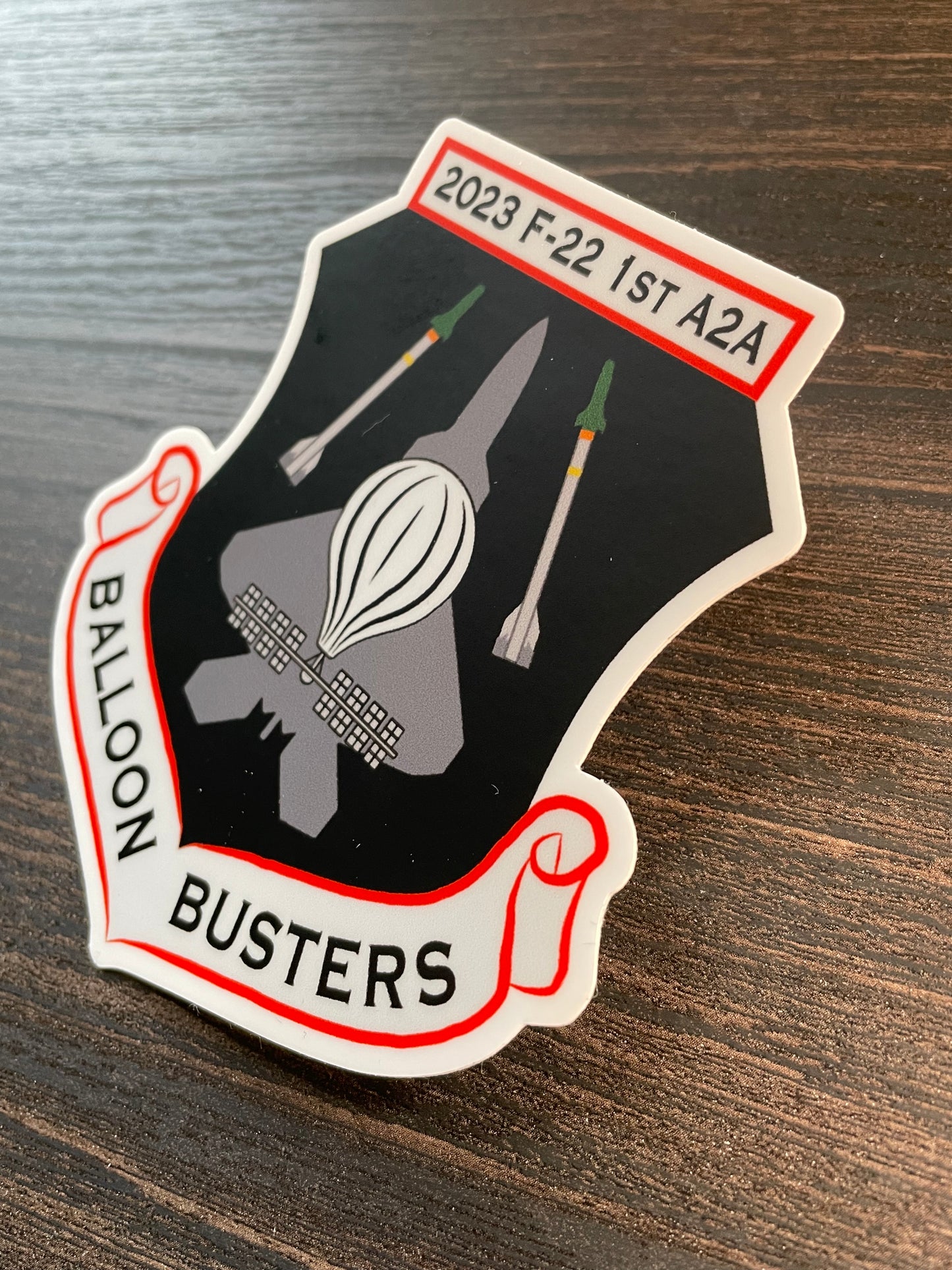 F22 Raptor “Balloon Busters” First Air-To-Air Kill Tribute Mission Patch Sticker