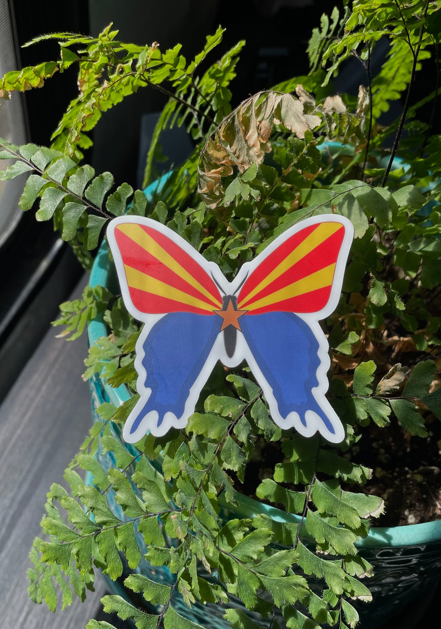 Arizona State Flag Butterfly Vinyl Sticker