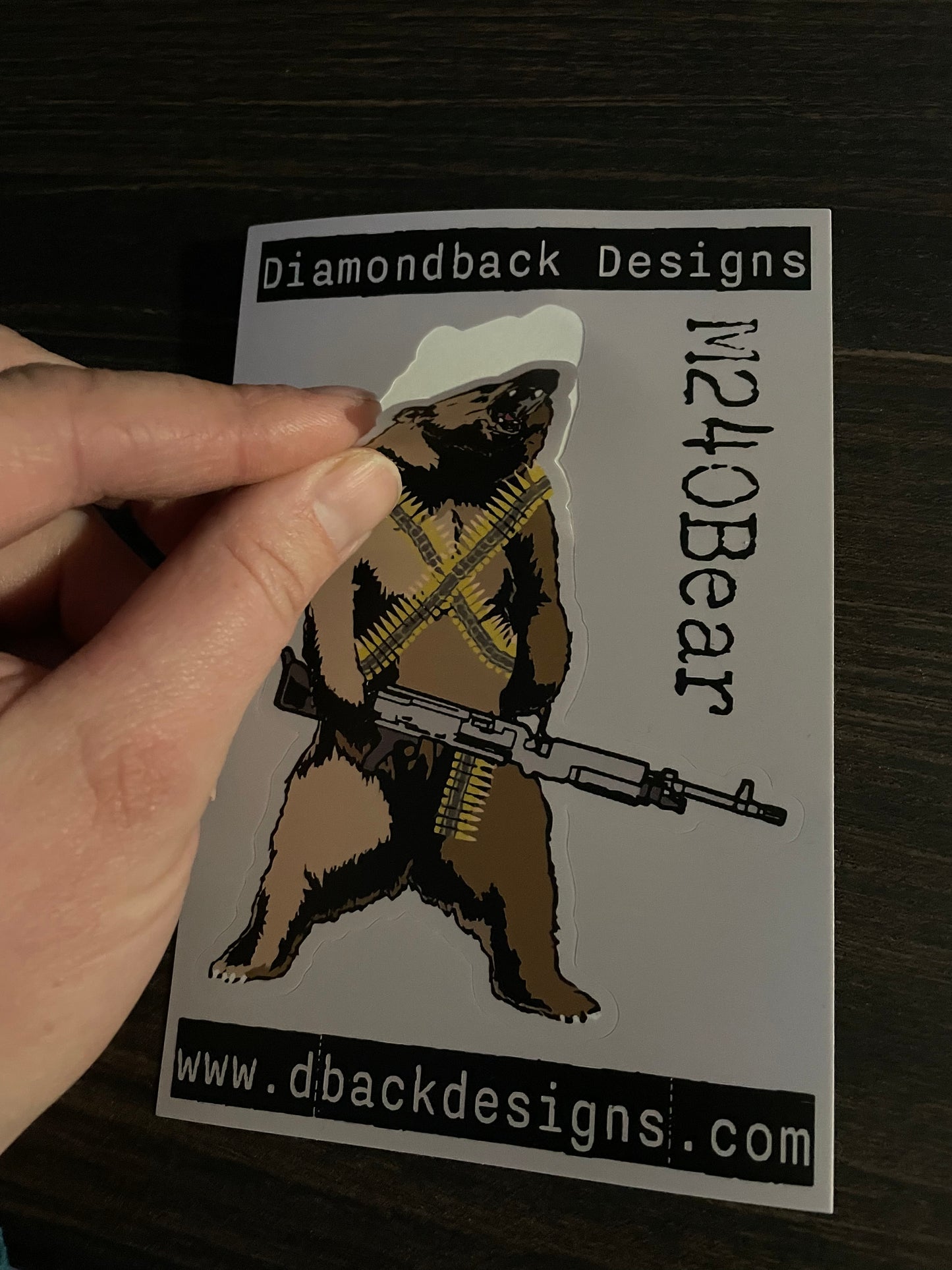“M240Bear” M240b Machine Gunner Grizzly Bear Sticker