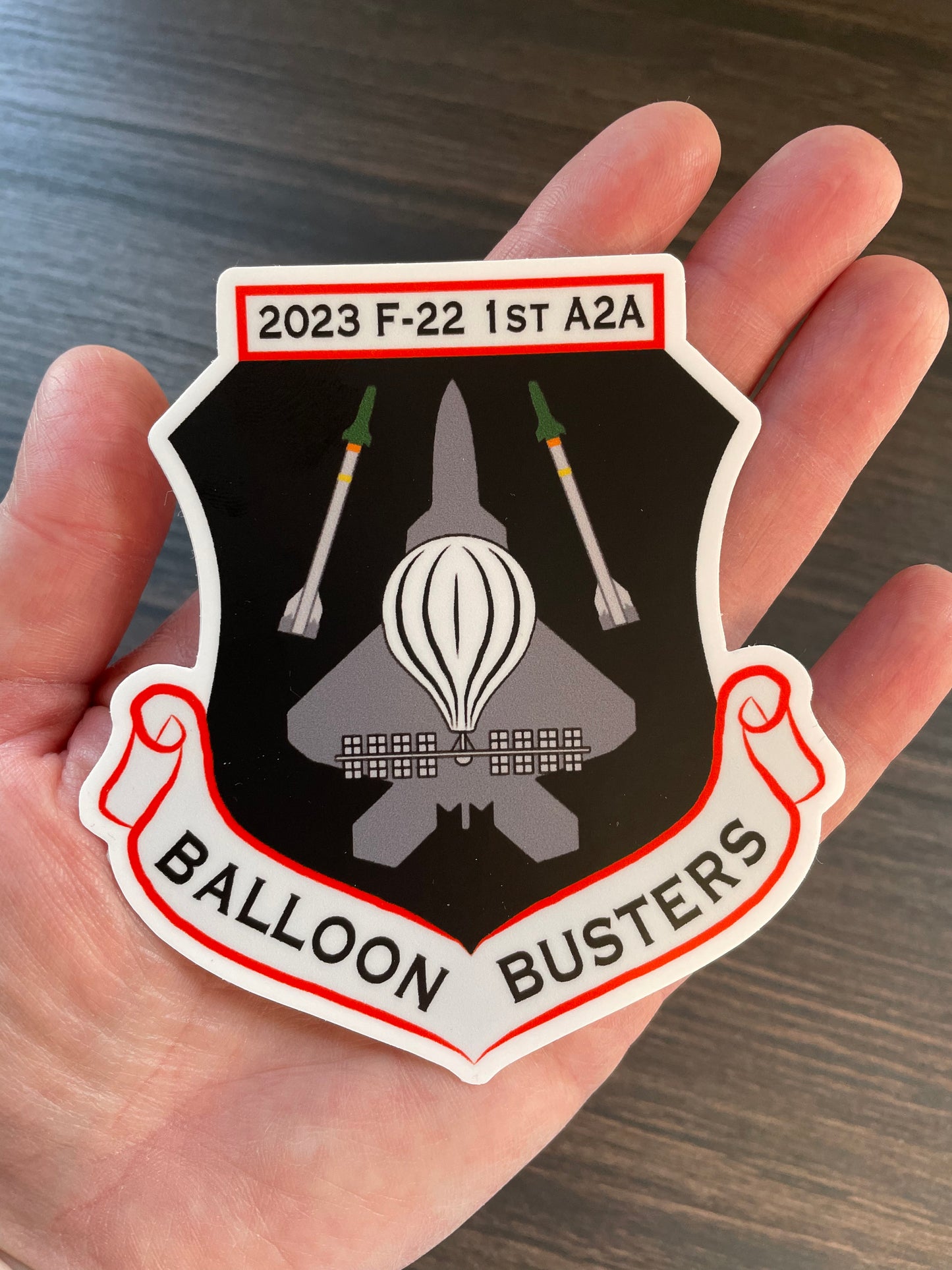 F22 Raptor “Balloon Busters” First Air-To-Air Kill Tribute Mission Patch Sticker
