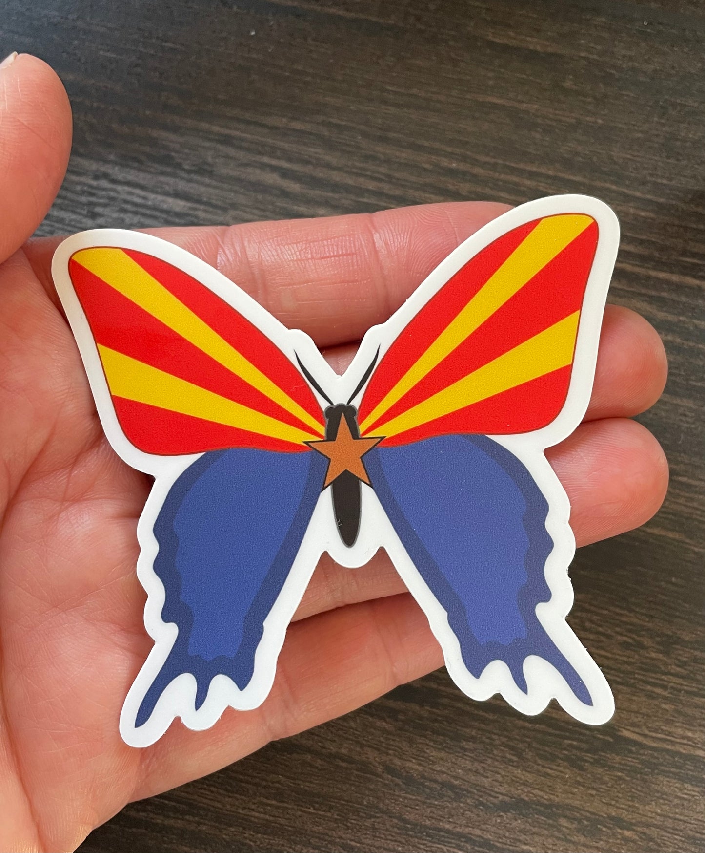 Arizona State Flag Butterfly Vinyl Sticker